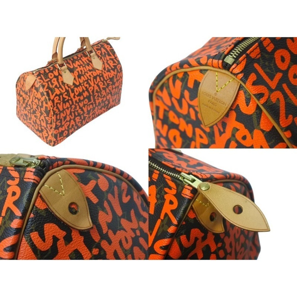 Louis Vuitton Monogram Graffiti Speedy Boston Bag Brown Orange - Picture 4 of 8